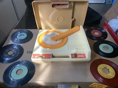 1978 Vintage Fisher Price Record Player with 6 records-image