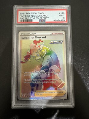 Pokemon TCG Rapid Strike Styles Mustard Battle Styles 176 PSA Graded 9-image
