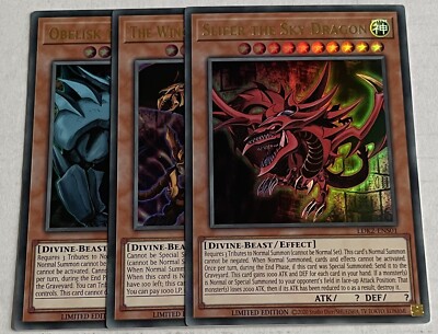 YUGIOH LDK2 EGYPTIAN GOD CARD SET Ultra Rare Inc Slifer, Ra, Obelisk BRAND NEW!-image