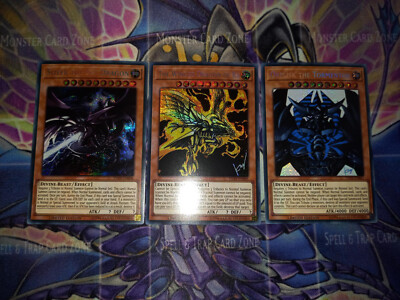 YUGIOH EGYPTIAN GOD RA, OBELISK, SLIFER PRISMATIC TN19 MINT x1(3 CARDS)-image