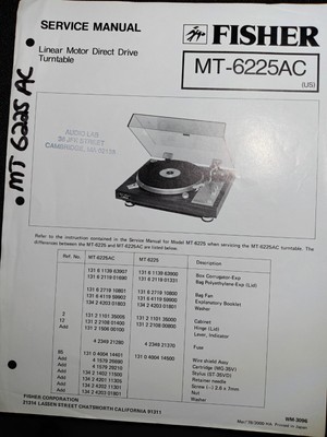 Fisher MT-6225AC Service Manual Linear Motor Direct Drive Turntable Original-image