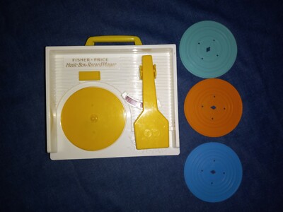 Fisher Price Record Player With 3 Records Vintage Music Box Works-image
