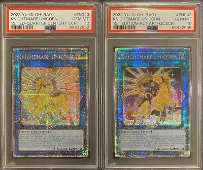2023 PSA 10 YUGIOH 25TH QUARTER CENTURY STARLIGHT KNIGHTMARE UNICORN ALT ART SET-image