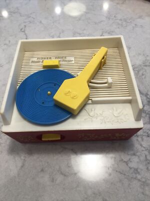 1971 Vintage Fisher Price Wind-Up Record Player #995 1 Record Tested Music Box-image