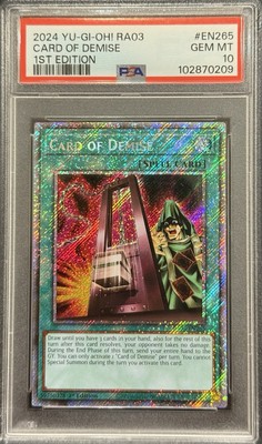 2024 PSA 10 YUGIOH RA03 PLATINUM SECRET RARE CARD OF DEMISE 💫-image