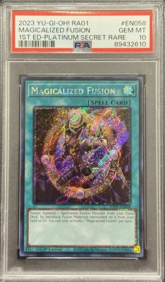 2023 PSA 10 YUGIOH RA01 PLATINUM SECRET RARE MAGICALIZED FUSION 🔮-image