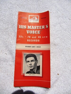 Feb 1953 HIS MASTER'S VOICE Supplement EDDIE FISHER Record Overseas CATALOG LP-image