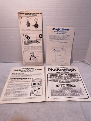 Fisher-Price Lot of 3 Owner's Manuals: Phonograph/Talk to Me Player/Ground Shake-image