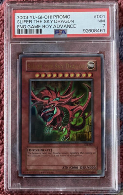 YuGiOh PSA 7 Graded Slifer the Sky Dragon GBI-001 Ultra Rare Egyptian God Card-image