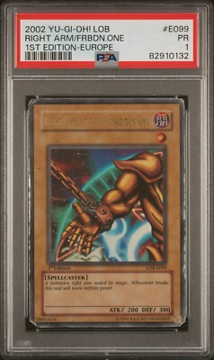 PSA 1 POOR Right Arm of the Forbidden One LOB-E099 1st Edition Yugioh LOB Exodia-image