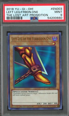 Yugioh Exodia Left Leg of the Forbidden One LART-EN003 PSA 9 MINT Rare Lost Art-image