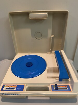 Vintage 1978 Fisher Price blue Portable Record Player Turntable Works!-image