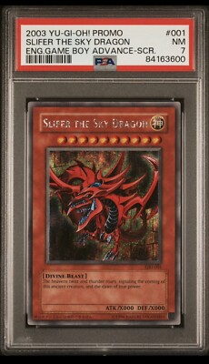 YuGiOh PSA 7 NM GBI-001 Secret Rare Slifer the Sky Dragon English Gameboy Promo-image