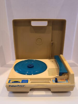 Vtg Fisher Price Record Player 1978 Blue Electric Turntable phonograph WORKS!-image