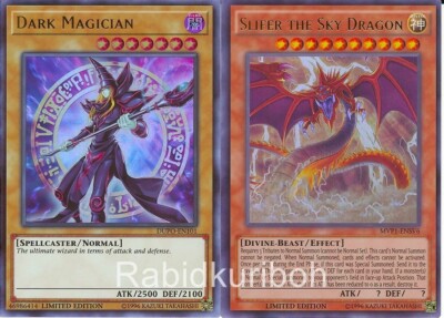 Yugioh Slifer the Sky Dragon + Dark Magician - Ultra Rare Holo Set-image