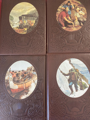 4 Time Life Old West Leatherette Books:Railroaders,FortyNiners,Canadians,Alaskan-image