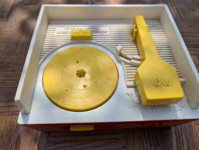 Vintage Fisher Price Music Box Record Player #955 & 5 Records ~ Tested & Works!-image