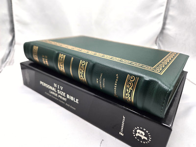 NIV Bible Premium Goatskin Leather Green Gauffered Edges Large Print-image