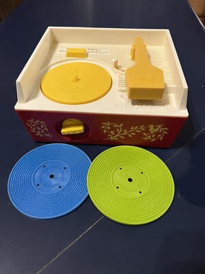Vintage Working 1971 Fisher Price Music Box Record Player Music Box w/ 1 Record-image