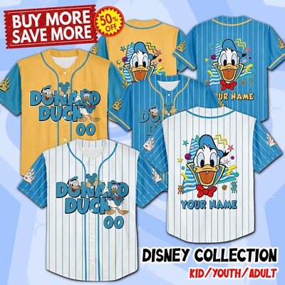 Custom Donald Duck Disney Baseball Jersey Disneyland Kid Men Women Gift NEW-image