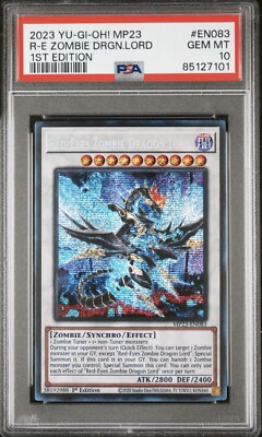 2023 PSA 10 YUGIOH DUELING HEROES 1ST EDITION SECRET RARE RED EYES ZOMBIE DRAGON-image