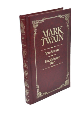 Mark Twain 2 Books in One Tom Sawyer & Huckleberry Finn 1981 Longmeadow Leather-image