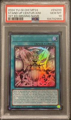 2024 PSA 10 YUGIOH MP24 25TH 🚨 MISSING NAME ULTRA RARE STAND UP CENTUR ION 💎-image