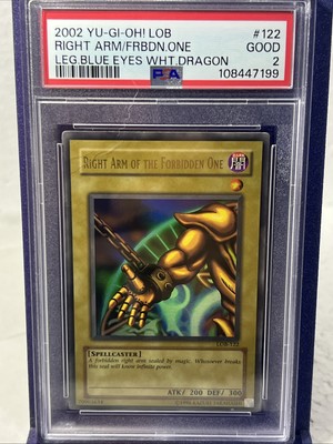PSA 2- Right Arm of the Forbidden One LOB-122 2002 Unlimited Edition Ultra Rare-image