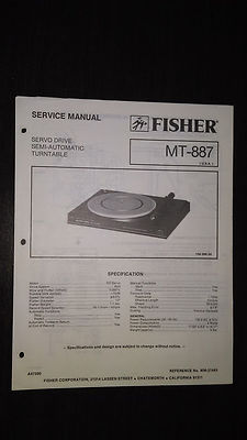 Fisher mt-887 Service Manual original repair book stereo turntable record player-image
