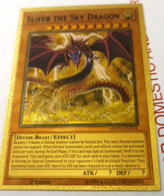 Yu-Gi-Oh! Gold Foil Slifer The Sky Dragon Custom Fan Made Trading Card YuGiOh-image