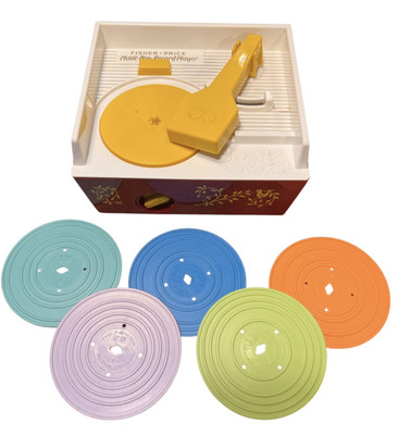 Fisher Price Music Box Record Player Mattel 5 Records Complete 2014 10 Songs-image