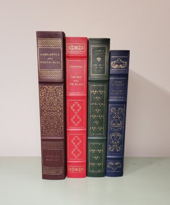 4 Franklin Library Leather Bound HC Books Rabelais Eliot Stendal Balzac 1980-82-image