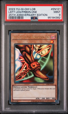 PSA 9 YUGIOH Left Leg Forbidden One LOB-EN121 Ultra Rare 25th Anniversary-image
