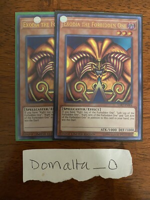 2x Yugioh Exodia The Forbiden One LART-EN004 Lost Art Ultra Rare Promo NM/VLP-image
