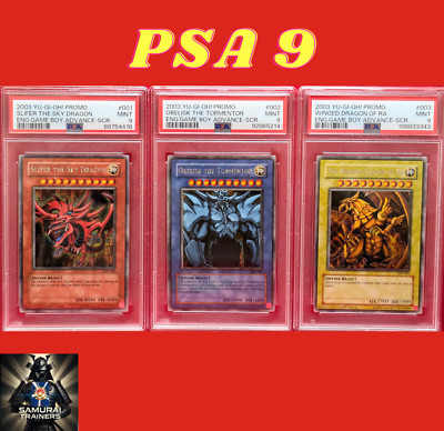 PSA 9 YU-GI-OH! Egyptian God Cards Secret Rare GBI-001, GBI-002, GBI-003-image