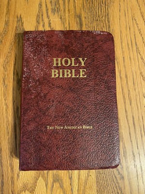 Holy Bible Fireside Study Edition NAB Leather Bound Burgundy New Religion Book-image