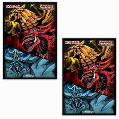 Konami Official YUGIOH SLIFER, OBELISK, AND RA Card Sleeves Deck Protectors 50ct-image