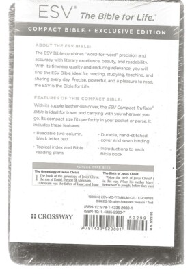 UNOPENED COPY OF ESV COMPACT BIBLE BLACK TWO COLUMN TEXT CROSSWAY BOOKS-image