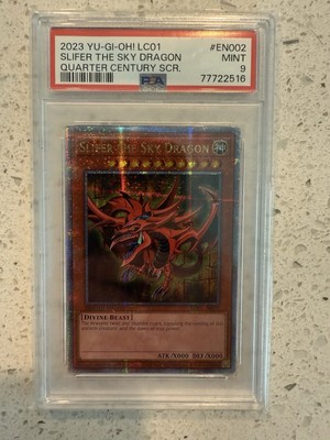 Slifer the Sky Dragon PSA 9 Quarter Century Secret Rare LC01-EN002 ITA Error-image