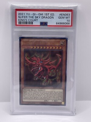 2021 YU-GI-OH! KING'S COURT 1ST EDITION #EN063 SLIFER THE SKY DRAGON PSA 10-image