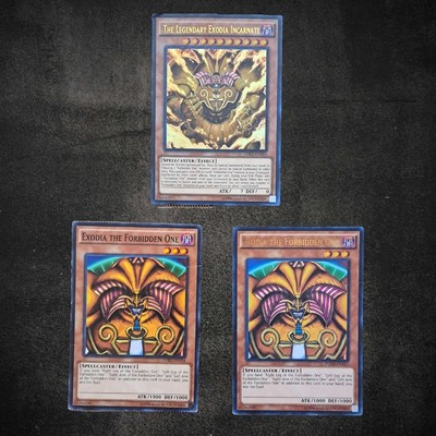 Set of 3 Yu-Gi-Oh! 1996 Gold Ultra Rare & Common Exodia the Forbidden One Cards-image