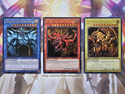 Yugioh Egyptian God Card set Obelisk Slifer The Winged Dragon of Ra Ultra Rare-image