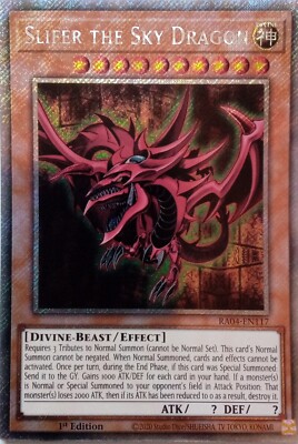 RA04-EN117 SLIFER THE SKY DRAGON PLATINUM SECRET RARE 1ST EDITION YuGiOh CARD-image