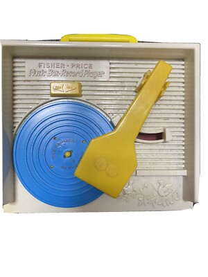Vintage Fisher Price #995 Music Box Record Player 1971 Wind Up 1 Records Works-image