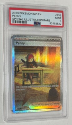 Pokémon TCG Penny Holo Scarlet Violet PSA Graded Mint 9 #252 SIR Rare-image