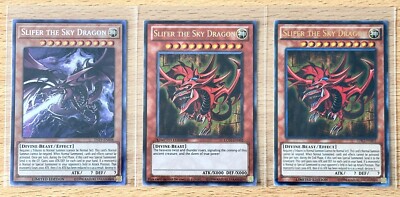 1996 Yugioh Limited Edition Foil Slifer The Sky Dragon 3 Card Lot-image