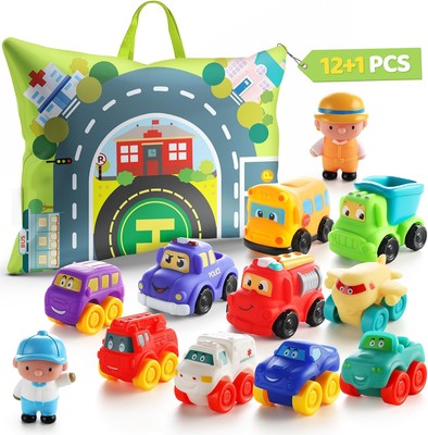 Soft Rubber Toy Figure Car for 1 Year Old Boy with Playmat (Storage Bag)|12... -image
