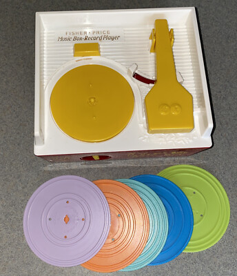 Fisher Price Music Box Record Player w/ 5 Records Good Condition Works Well 2014-image