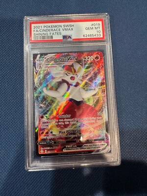Pokemon TCG VMax Cinderace Shinning Fates 19 PSA Graded 10 Gem-image