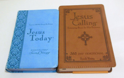 Jesus Calling AND Jesus Today Devotional Readings LOT Sarah Young 2 Faux Leather-image